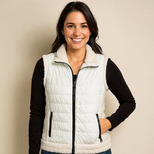 Workshop Republic Clothing White Puffer Full Zip Vest